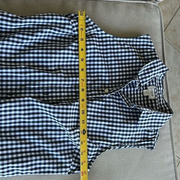 J crew Gingham Sleeveless Top navy and white - Picture 3 of 5